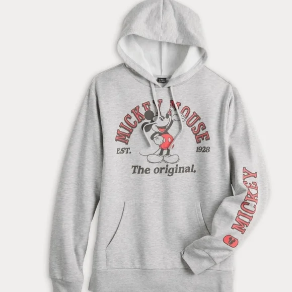 Disney Mickey Mouse Gray Hoodie Sweatshirt Mens XL XXL NWT - Picture 1 of 5